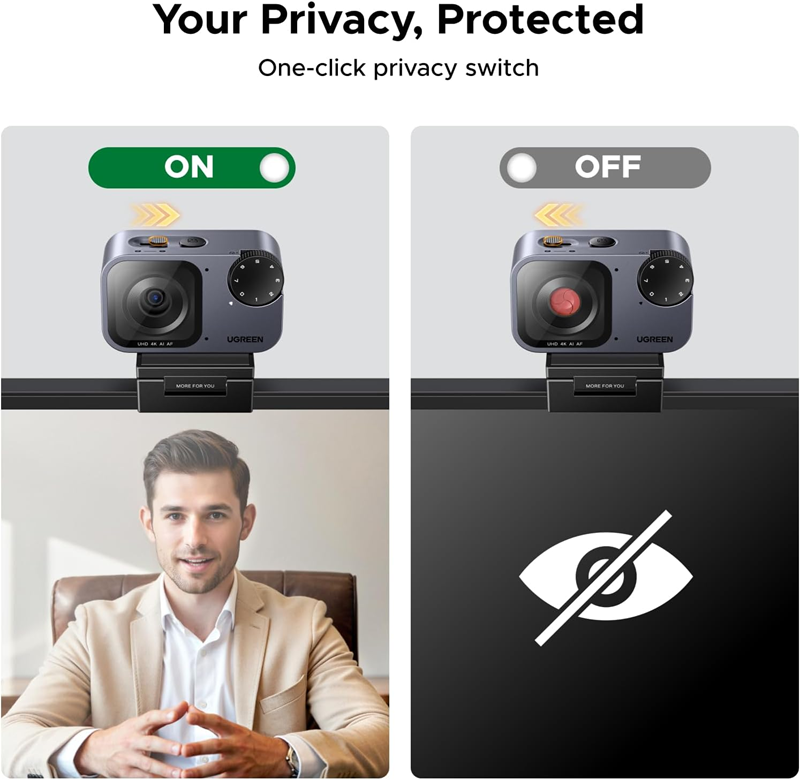 Webcam UGREEN 75726A FineCam Pro 4K với cảm biến 1/2 dành cho PC/Mac cao cấp