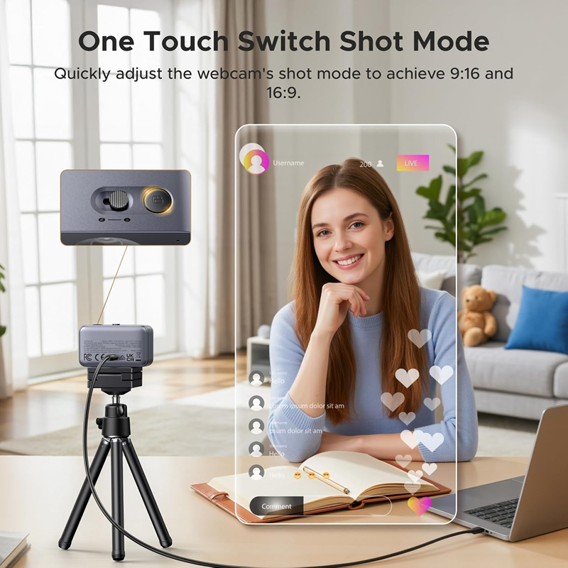 Webcam UGREEN 85071A 4K tự động lấy nét dành cho PC/Mac, camera web Ultra HD.nhận diện khuôn mặt AE.
