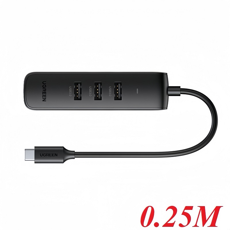 Ugreen 10917 Bộ chia USB Type C sang 3 cổng USB 3.0 và Lan 10/1000 Mbps cao cấp