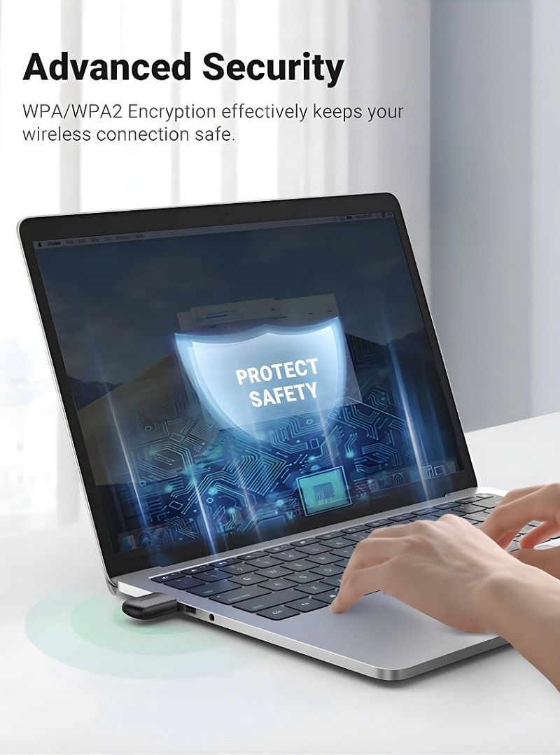 Ugreen 20204 USB phát Wifi băng tần kép 5G và 2.4G tốc độ 650 Mbps cao cấp