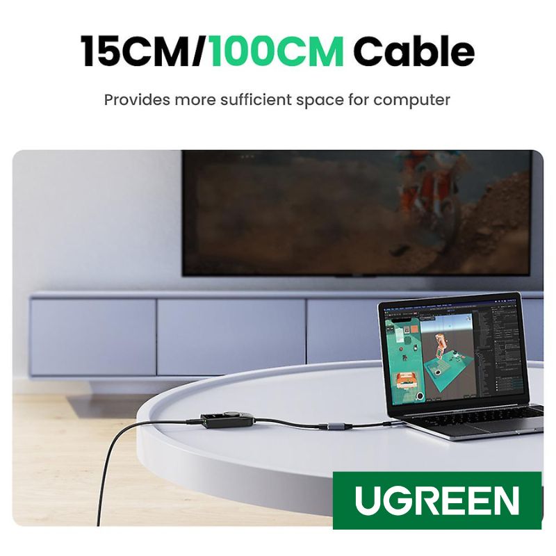 UGREEN 50599 1M Màu Đen Card Sound USB 2.0  Mic&Loa chính hãng