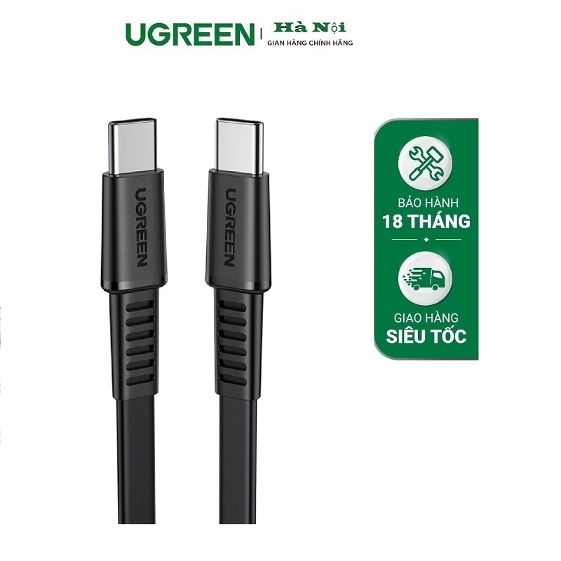 Ugreen 10974 Cáp sạc USB-C sang USB-C  3A màu đen 0,5m chính hãng