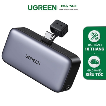 UGREEN 35338 Pin dự phòng mini có chân đế gập, đầu nối USB-C tích hợp, bộ pin 5.000mAh 22,5W