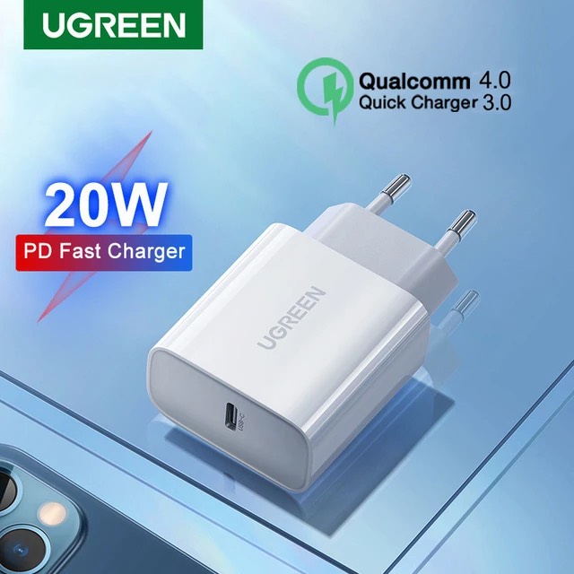 60450 Củ sạc nhanh 20W UGREEN CD137 - Sạc nhanh USB-C chuẩn PD QC 4.0 chân tròn EU