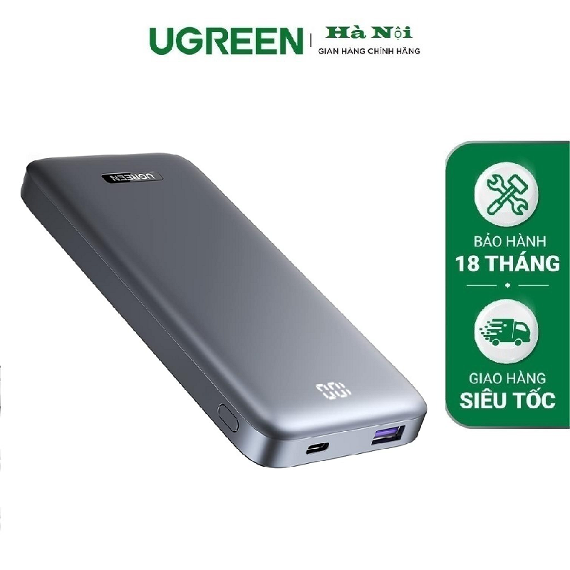 Ugreen 60689 Pin sạc dự phòng PD 20W+22.5W 2 cổng USB-A & USB-C 10000mAh sạc nhanh 2 chiều  cao cấp