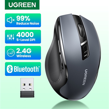 90855- Chuột không dây Ugreen 6 nút im lặng 5 Cấp Độ 4000DPI 2.4G + Kết Nối USB Mini Buetooth