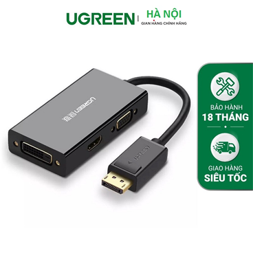 Bộ, Cáp chuyển đổi Displayport to HDMI + VGA + DVI Ugreen 20420 cao cấp