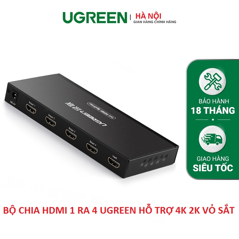 Bộ chia cổng HDMI 1 ra 4 Hỗ trợ full HD, 4K*2K@30Hz Chính hãng Ugreen 40202 Cao cấp