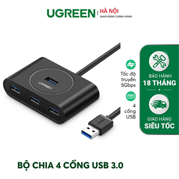 Bộ chia cổng USB 4 cổng 3.0 dài 80cm chính hãng Ugreen UG-20291 cao cấp