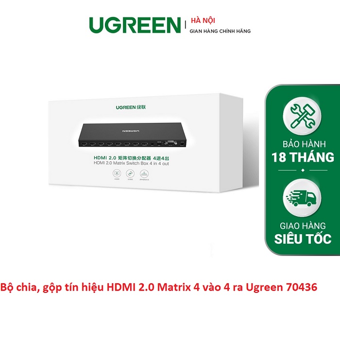 Bộ chia, gộp tín hiệu HDMI 2.0 Matrix 4 vào 4 ra Ugreen 70436 cao cấp