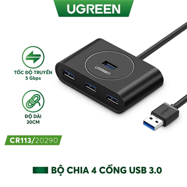 Bộ chia Hub USB 3.0 ra 4 cổng dài 50cm chính hãng Ugreen 20290 cao cấp