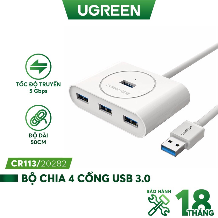 Bộ chia USB 3.0 4 cổng Ugreen dài 0,5m 20282 cao cấp