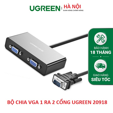 Bộ chia VGA 1 ra 2 chính hãng Ugreen 20918 cao cấp (cáp dài 1m) cao cấp