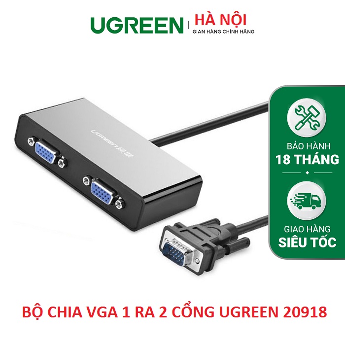 Bộ chia VGA 1 ra 2 chính hãng Ugreen 20918 cao cấp (cáp dài 1m) cao cấp