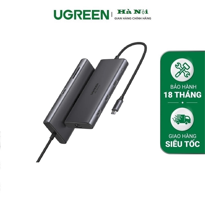 Bộ chuyển đổi USB-C sang 2*USB A3.0 + 1USBA+ 1USB- C+HDMI+RJ45 Gigabit+SD/TF+PD 4K@60Hz với PD