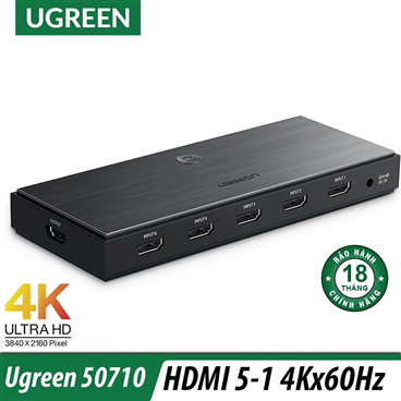 Bộ chuyển mạch 5 vào 1 ra HDMI 2.0 hỗ trợ 4kx2k/60Hz chính hãng Ugreen 50710 cao cấp