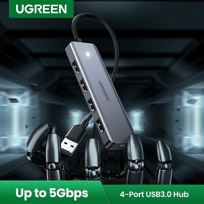Bộ Hub chia 4 cổng USB 3.0 hỗ trợ cấp nguồn USB-C chính hãng Ugreen 50985 cao cấp