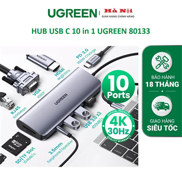 Bộ HUB USB C 10 in 1 UGREEN 80133 cao cấp