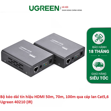 Bộ kéo dài HDMI 50m, 70m, 100m qua cáp lan Cat5,6 Ugreen 40210 (IR) hàng chính hãng