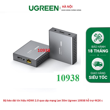 Bộ kéo dài tín hiệu HDMI 2.0 qua cáp mạng Lan 50m Ugreen 10938 hỗ trợ 4K2K cao cấp