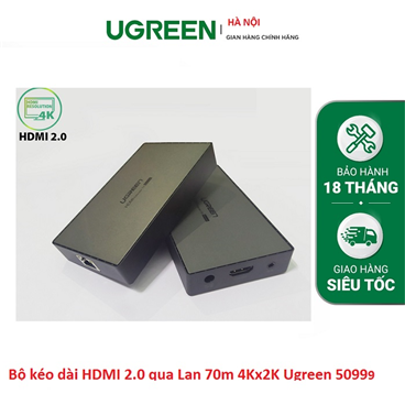 Bộ kéo dài tín hiệu HDMI 70M qua cáp mạng CAT6 hỗ trợ 4K@30Hz Ugreen 50999