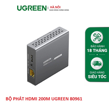 Bộ phát tín hiệu HDMI 200M qua cáp mạng RJ45 Cat5e/Cat6 Ugreen 80961 (Transmitter) chính hãng