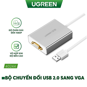 Cáp chuyển đổi USB to VGA chính hãng Ugreen 40244 cao cấp