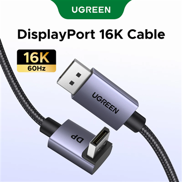 Cáp DisplayPort góc phải dài 3m UGREEN 16039 16K @ 60Hz 80Gbps DP 2.1 Dây 8K @ 240Hz 4K @ 240Hz