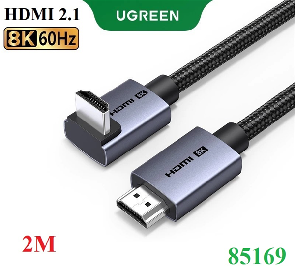 Cáp HDMI 2.1 bẻ góc 90 độ dài 2M hỗ trợ 8K@60Hz HDR eARC Ugreen 85169 cao cấp