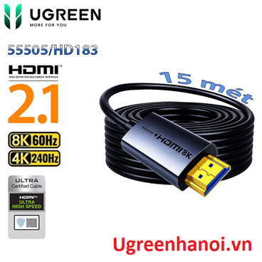 Cáp HDMI 2.1 Sợi Quang AOC Ugreen 55505 (HD183) 15m - 8K@60Hz, 4K@240Hz, 48Gbps cao cấp
