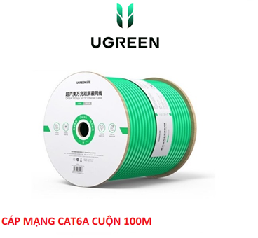 Cáp mạng Cat6A S/FTP dài 100M 10Gpbs 500mhz Ugreen 90516 cao cấp (xanh lá)