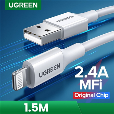 Cáp sạc nhanh truyền dữ liệu USB 2.4A  sang Apple Lightning dài 1,5M Ugreen 80315 cao cấp