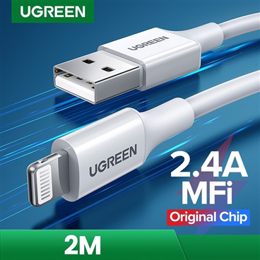 Cáp sạc nhanh truyền dữ liệu USB 2.4A sang Apple Lightning dài 2M Ugreen 20370 cao cấp