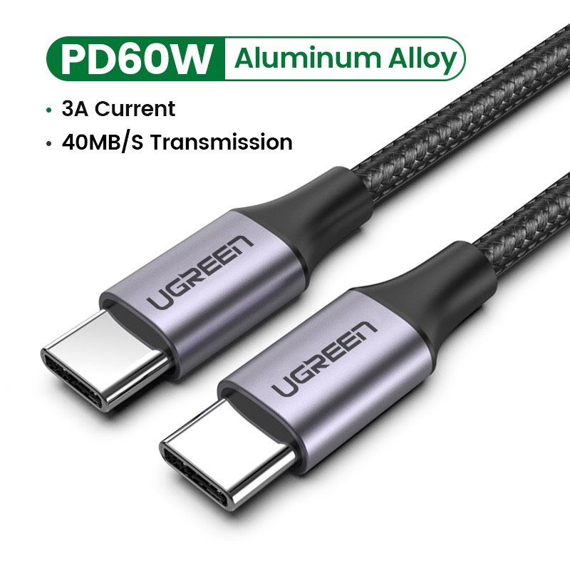 Cáp sạc nhanh USB type C PD 60W dài từ 2M UGREEN US261 50152 sợi bện cao cấp