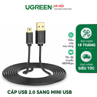 Cáp sạc USB 2.0 sang mini USB dài 0,5m UGREEN US132 10354 cao cấp