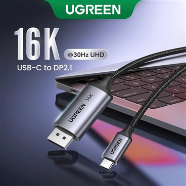 Cáp UGREEN DP 16K 30Hz USB-C sang DP2.1 25864 UltraHD hỗ trợ 3D, HDCP, HDR, Dolby 40Gbs