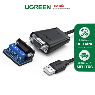 Cáp USB 2.0 sang Com DB9 RS422+485 dài 1,5m Chipset FTDI Ugreen 60562 chính hãng