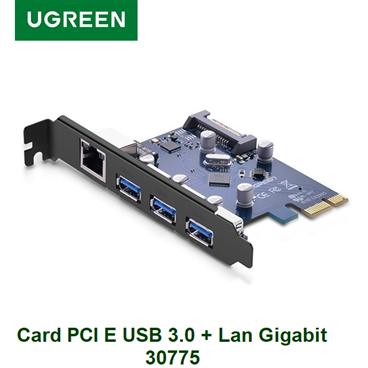 Card PCI Express sang 3 cổng USB 3.0 + Lan Gigabit 10/100/1000Mbps chính hãng Ugreen 30775
