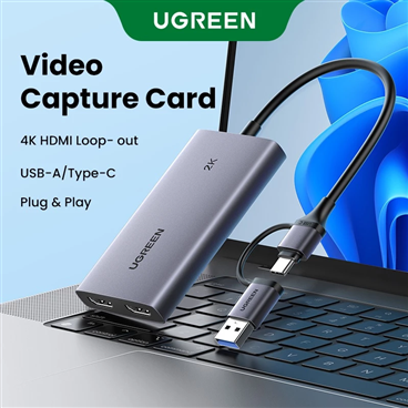 Card thu hình HDMI UGREEN 25773 4K@30Hz Loop Out hỗ trợ độ phân giải 2K 30FPS 1080P 60FPS, USB 3.0