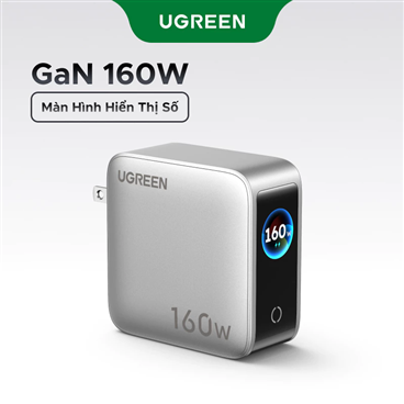 Củ sạc nhanh 160W GaN 5 cổng USB-C x4, USB-A x1 có màn LCD hiển thị Ugreen 35379/X774 cao cấp
