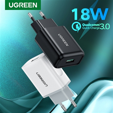 Củ sạc nhanh 18W USB Type-A Hỗ trợ QC 3.0 Ugreen 70273 cao cấp (EU) cao cấp