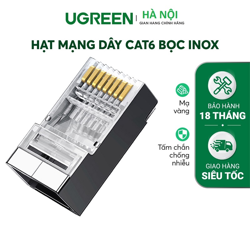 Đầu, bấm Hạt mạng CAT6 bọc kim Ugreen 50247 (hộp 50) cao cấp