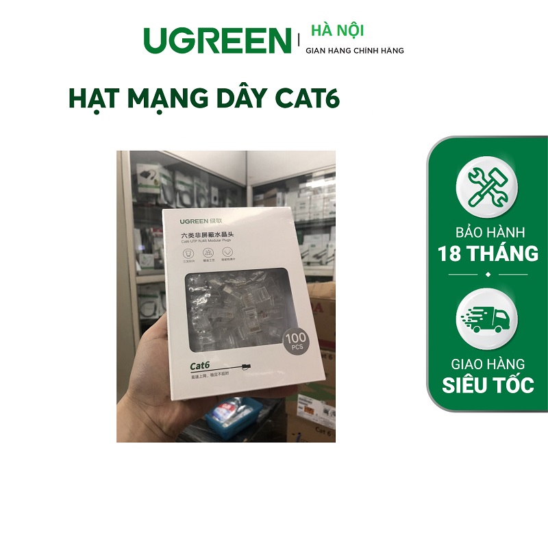 Đầu bấm, Hạt mạng CAT6 Ugreen 50960 Hộp /100 cao cấp