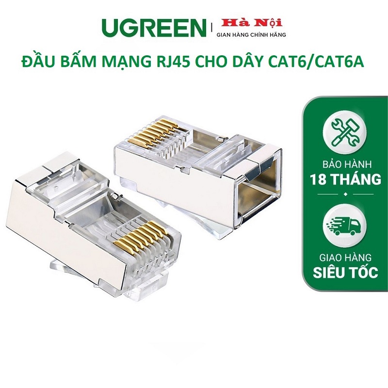 Đầu bấm, Hạt mạng RJ45 CAT6 Ugreen bọc kim Hộp 100 - 50248 cao cấp