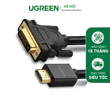 Dây, Cáp chuyển đổi HDMI sang DVI dài 1m Ugreen 30116 cao cấp