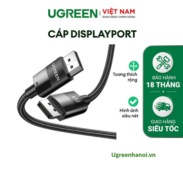 Dây, Cáp Displayport 1.4 dài 3m hỗ trợ 8K@60Hz chính hãng Ugreen 80393 cao cấp