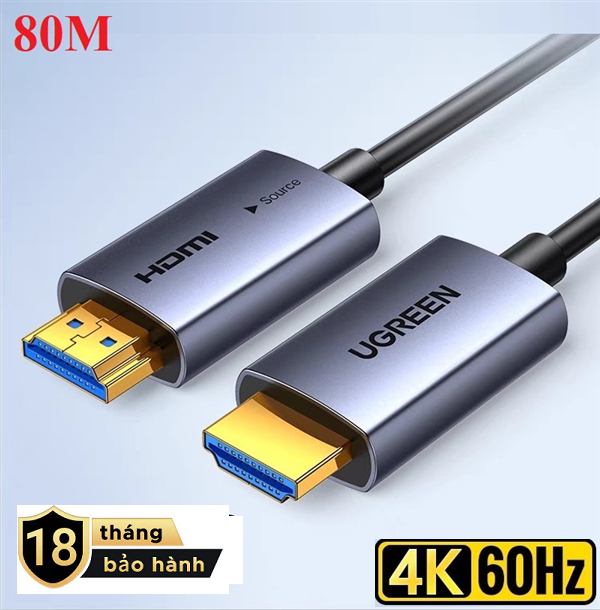 Dây, Cáp HDMI 2.0 Quang AOC Ugreen 45511 HD178 dài 80M - Truyền Tín Hiệu 4K@60Hz cao cấp