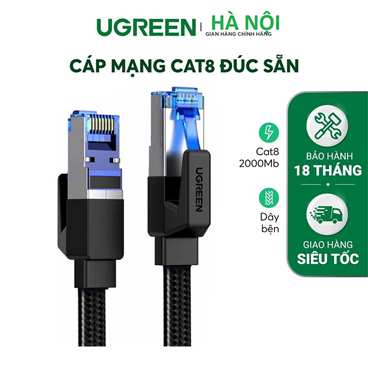 Dây, Cáp mạng Cat8 đúc sẵn bọc dù dài 1,5M Ugreen 80430 cao cấp