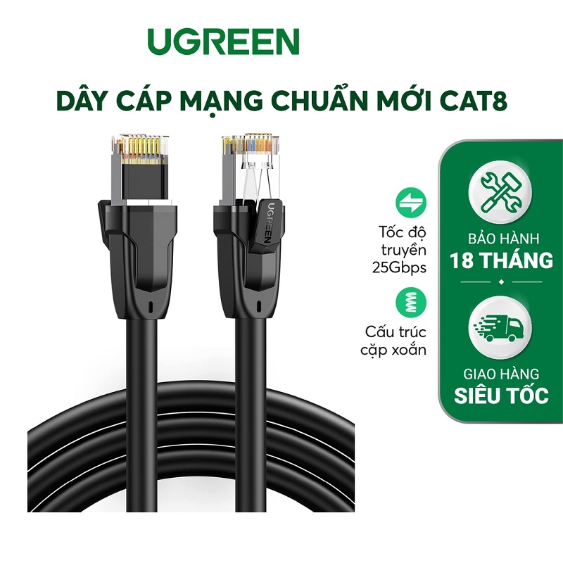 Dây, Cáp mạng Cat8 đúc sẵn dài 1M 24AWG Class S/FTP Ugreen 70327 cao cấp