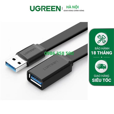 Dây, Cáp nối dài USB 3.0 dây dẹt dài 0.5M âm dương chính hãng Ugreen 30128 cao cấp